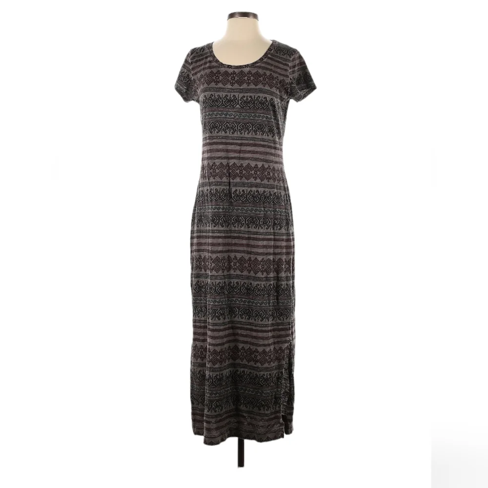 Peruvian Connection Womens Cotton Jersey Midi  Tribal Stripe Dress Large - Picture 11 of 13